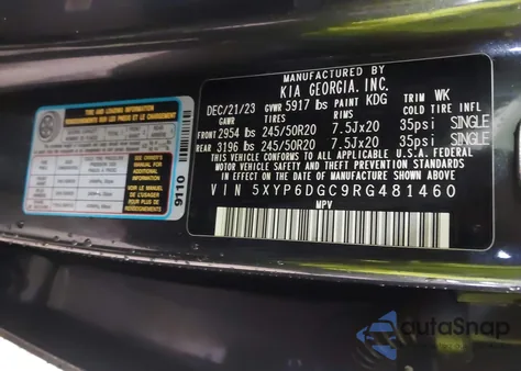 2024 Kia Telluride S z USA, uszkodzony, nr VIN 5XYP6DGC9RG481460